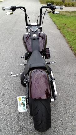 New additions to the Train...Heartland 180 Wide Tire...Harrison Specialties Led turn signals...14" Wild1 Outlawz...Arlen Ness Black Oval Mirrors...Black Powder coated Lower tubes