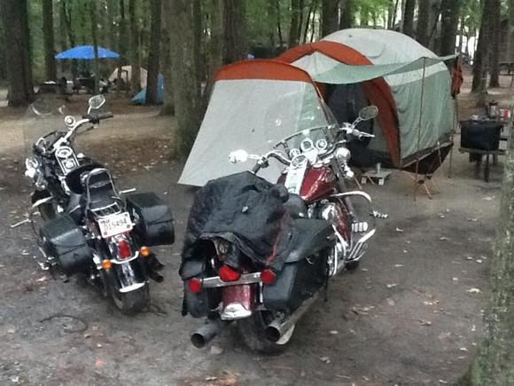 Our set up while camping (from OC bike week in this picture) yes that fits on the bikes