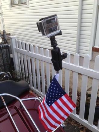 My GoPro Hero 3 Black mounted on tour pack.