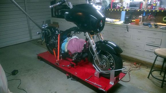 Ok...front...new chrome lower legs, mono tubes, new wheel bearings, rebuilt both front brake calipers, rebuilt front master cylinder...rear...all new swing arm bearings, rear wheel bearings, new rear drive pulley, new belt. Debating on pulling charging system and replacing with all new since I'm in there? Down to motor and tranny replacements now.
