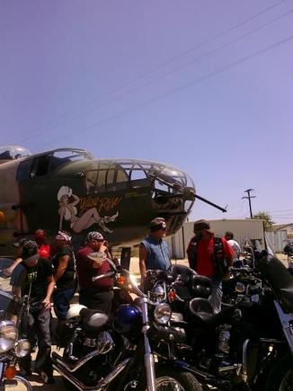 Me and the other woman in font of the Yellow Rose B-25 airplane.