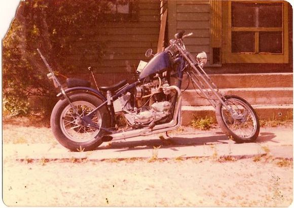 '68 Triumph Bonneville chopper, sometime in the late 70's.