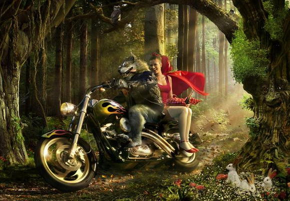 Big Bad Wolf and Little Red Riding Hood, from a Brazilian shoe ad series no less.