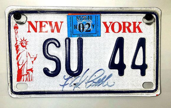 old style that's on my DR 350 dual sport. This plate is signed by Pro & college Hall of Famer Floyd Little who wore 44 at Syracuse.