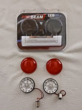 Custom Dynamics Probeam PB-R-1156 red 1156 rear LED turn signal inserts with red lenses. These LED really brighten up the back of the bike and are way more visible. $60.00 shipped CONUS 48. PayPal for payment.