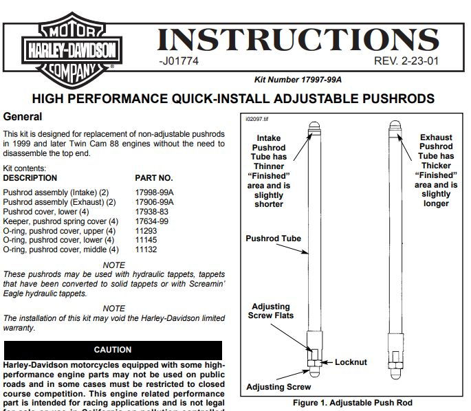 Harley Pushrod Adjustment Chart