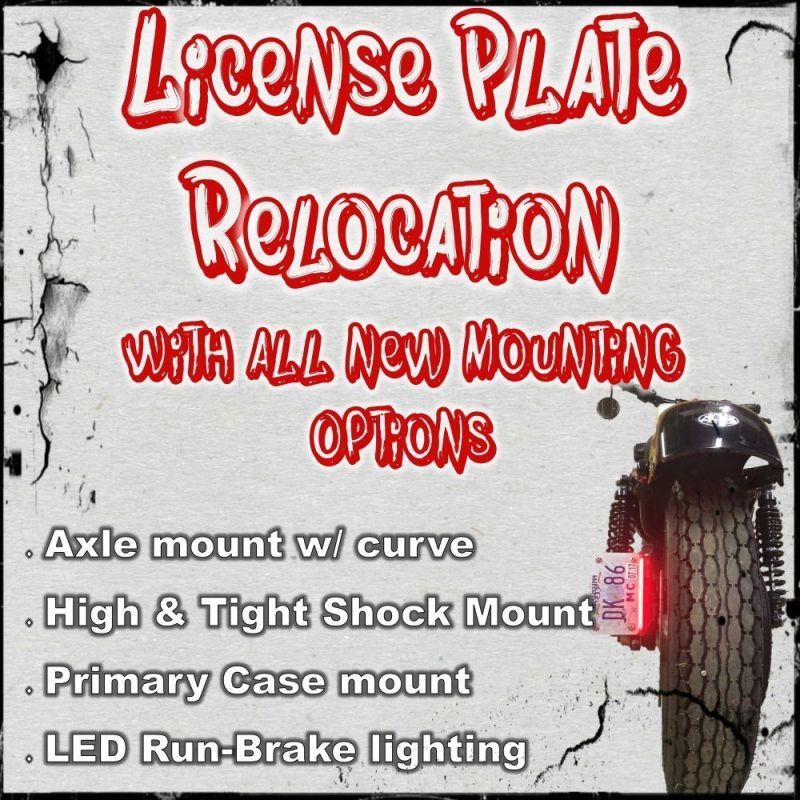 Brake Light M8 SOFTAIL License Plate Relocation Kit Primary Mounted Curved w//Optional LED Run