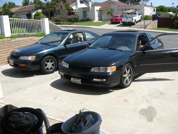 Thing One and thing Two back in San Diego, Both of them are 94 accord EX coupe with 5 speed and one of them is an H22A. Hint: its not the black one.