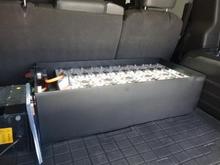 Viewing battery case in rear of vehicle. Dry Ni/Metal Hydride batteries