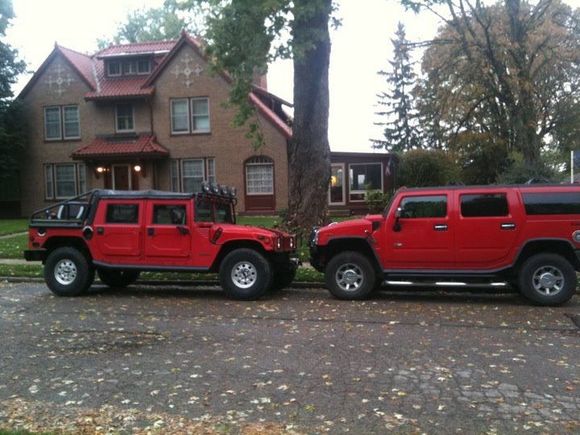I called these two trucks, "the Twins."  Matching red H1 and H2.