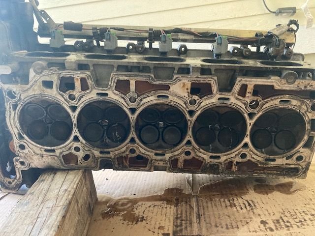 Water Leakdown Test - LOT of water draining from the intake valves.  Adds another layer of confidence to the compression-leakdown test.  