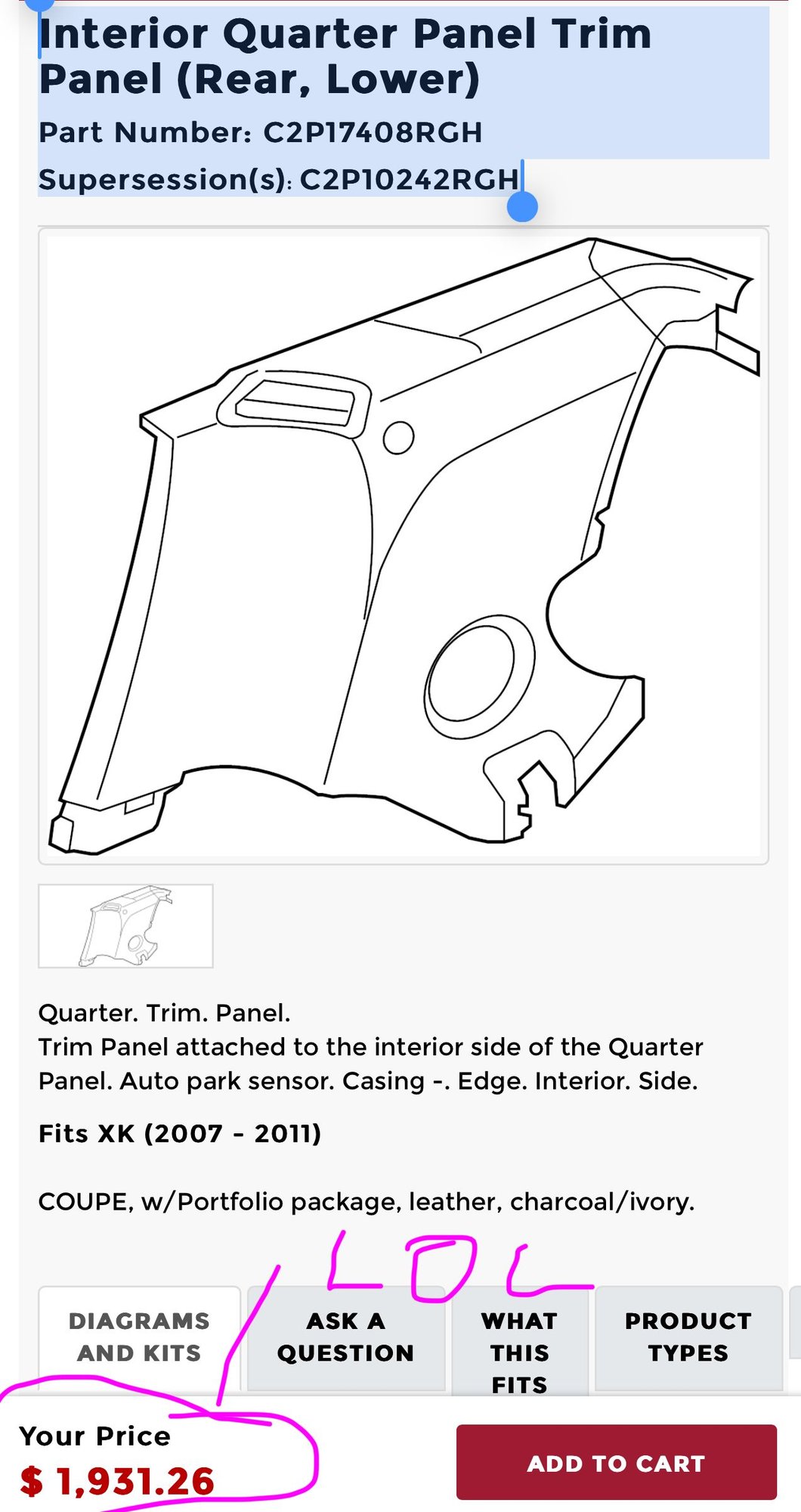 Baaaahahahhaa $2k for new part.