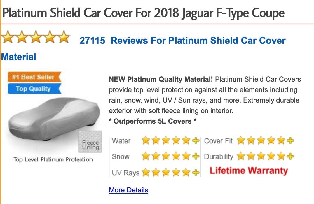 Miscellaneous - CarCovers.com Platinum Car Cover for F-Type Coupe - New - 2014 to 2024 Jaguar F-Type - Allen, TX 75002, United States