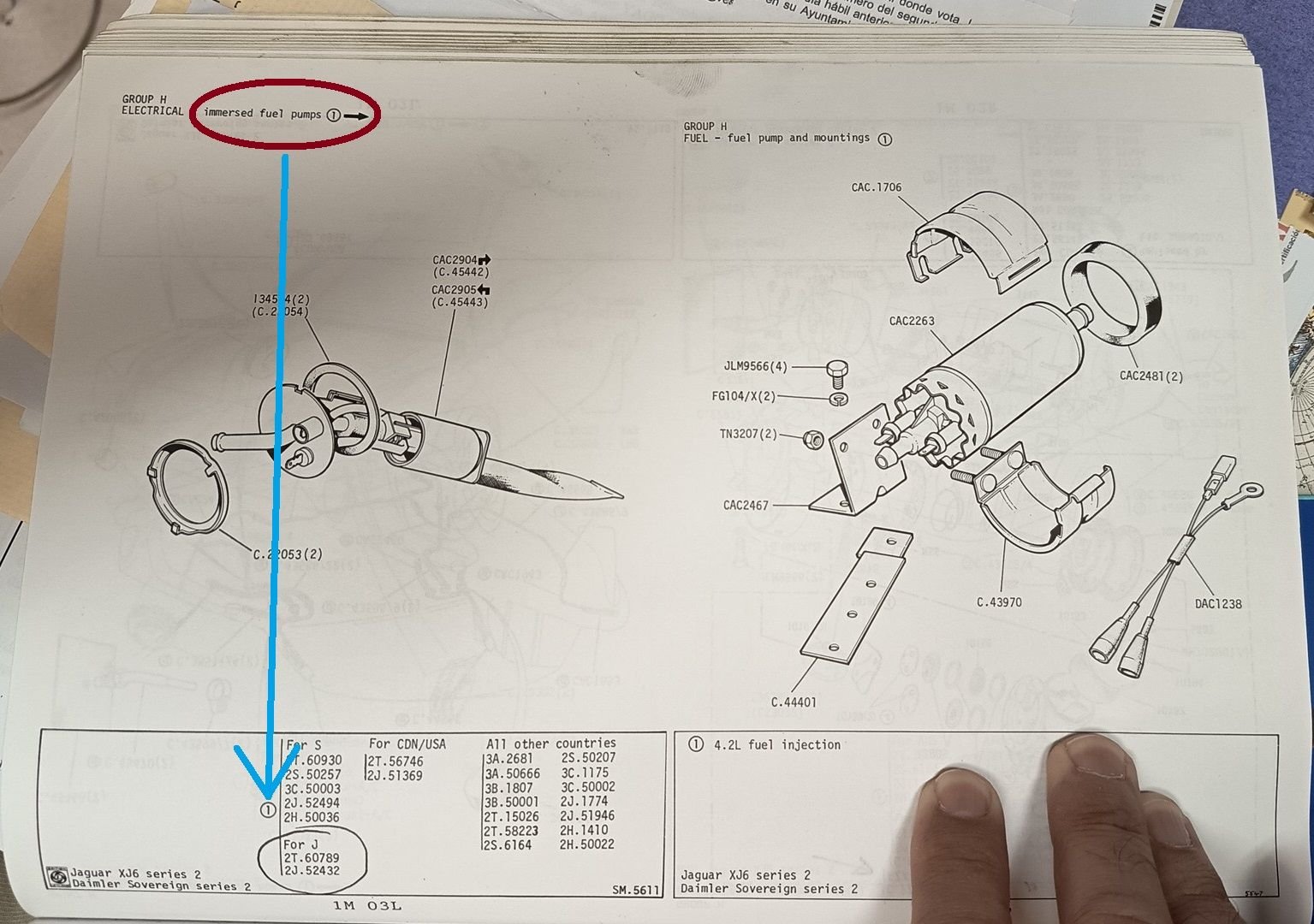 XJ6 immersed fuel pumps