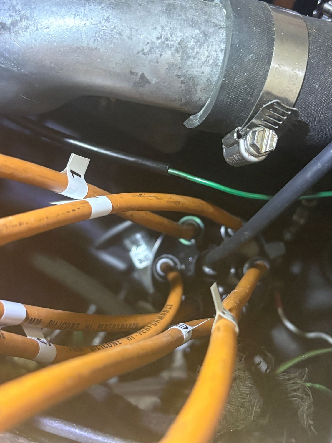 Fitted to motor - #1 is marked with the green chalk pen. points in the right direction.