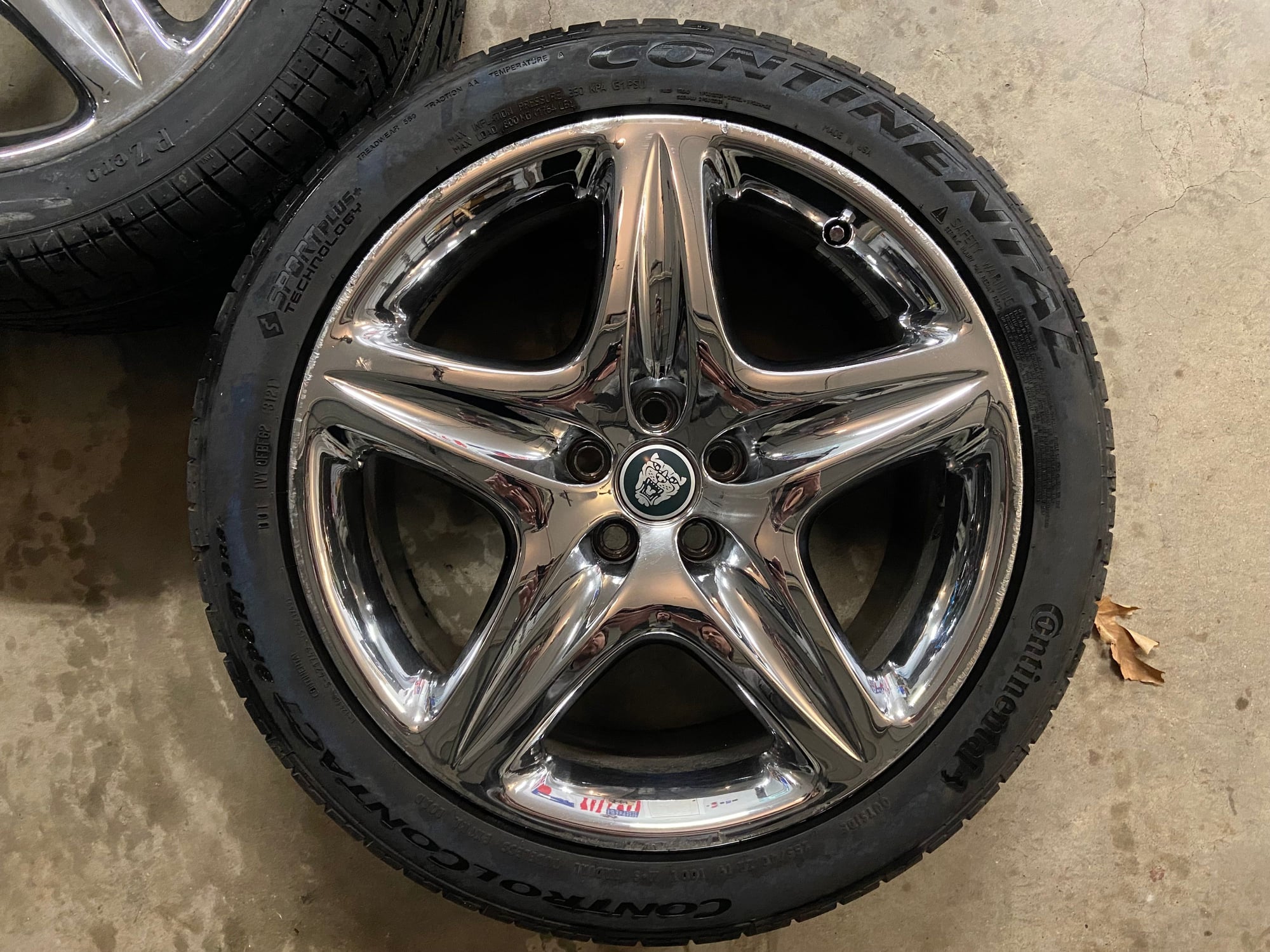 Wheels and Tires/Axles - 2005/X350 Jaguar XJ OEM 'Custom' chrome 5-spoke 19" wheels, recent Continental tires - Used - 2004 to 2009 Jaguar XJ8 - Coppell, TX 75019, United States