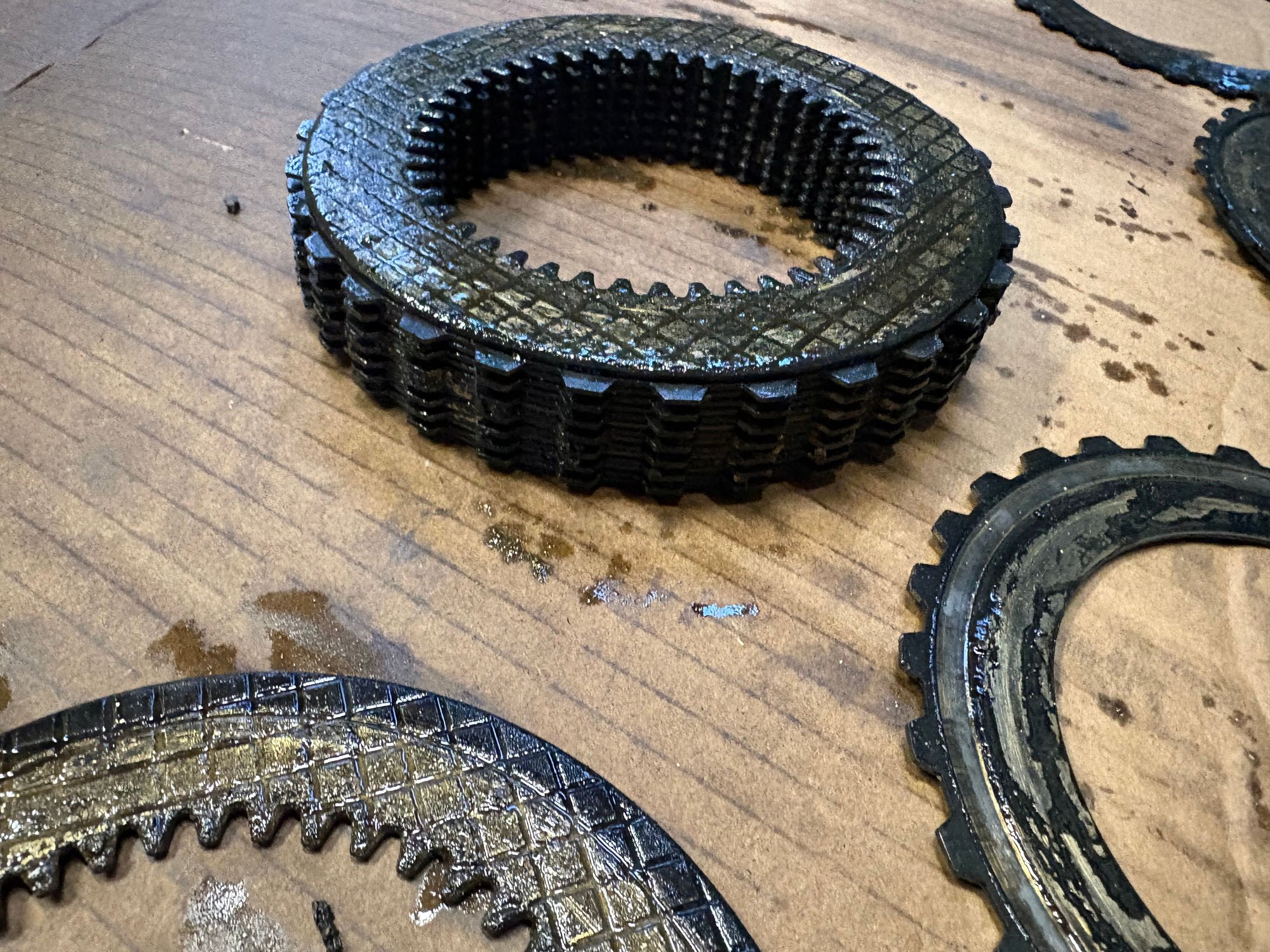 The fat stack of discs is welded together 