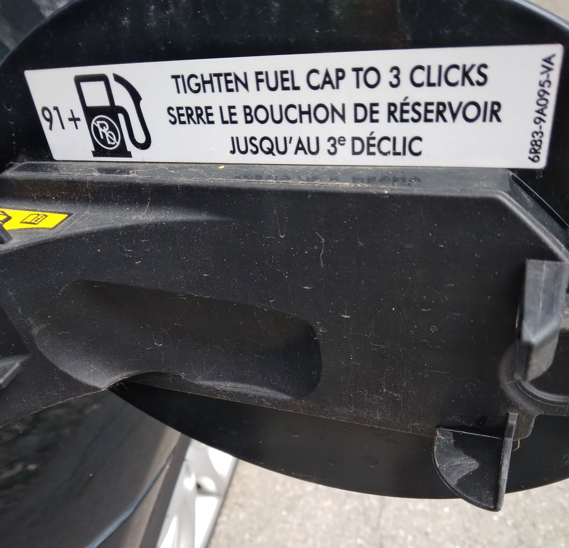 XJ fuel door label