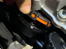 Cap spun / threaded into place with our removing supercharger 