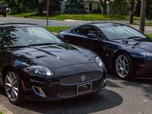 My XK Blk Cat MY14 vs brothers Midnite Blu AM Vantage V8.