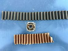 The filter medium on the top is upstream, and the medium on the bottom is downstream.