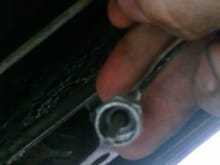 speedo cable under the car from dash gauge with 9mm neck bolt.