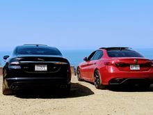 My XF-R and my best friend's Alfa Romeo Giulia at the Muir Beach Overlook today. 