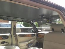 After the fun of extracting the headliner (removed through rear passenger door, slightly bending the headliner), the interior looks quite bare.