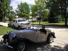 My other current Brit car, a '53 MG-TD.  Bought in 1983 and restored  in 11 months at a friend's body shop, blew it up in 1994, rebuilt engine and put MGA rear axle and wire wheels on in 2004.