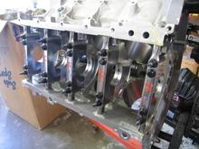 and the best part...4-bolt mains right from the factory.  we did nothing to the mains, crank, or forged rods other than install Chevrolet racing bearings throughout.