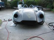 13
The front, while quite a bit narrower than the rear is still substantially widened over the "stock" body.  we added just under 7 inches to the width up front!