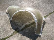 3
Using the same process, we made molds for the very wide rear quarter panels and then laid up the panels.  Here is the "raw" passenger side rear quarter panel in the rough.