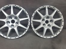 Fine Silver on left. Powder coat on right.