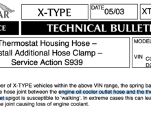 This TSB also applies to 2004 models- perhaps all of them.  Mine only had a single clamp & the hose blew off.