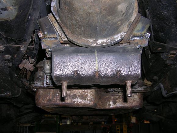 Rear trans mount, second try. Came from a Chevy 4x4, oh well it was free.