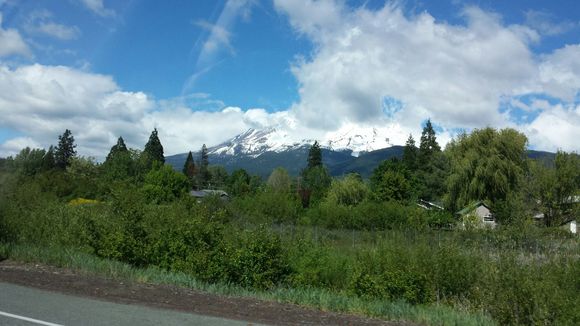 On Hwy 5 passing Mt. Shasta