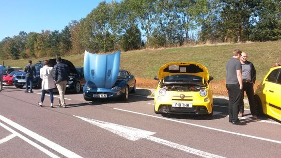 Car show. Bonnet in maintenance position