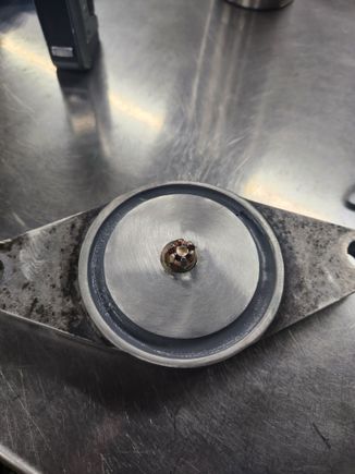 Sealant applied with small bolt to compress everything until it cures enough. I didn't completely let it cure as I wanted to get the mount on and torqued so it could cure in it's final position.