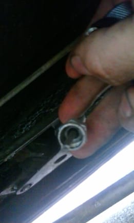 speedo cable under the car from dash gauge with 9mm neck bolt.