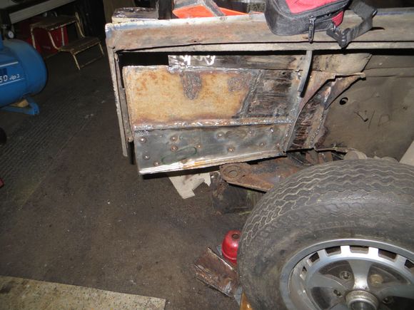 Outer reinforcing plate welded in. Spot welded and seam welded to seal it from water ingress and rust.