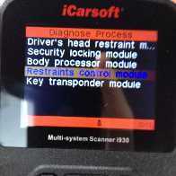 Initiat screen to select Restraints control module