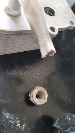 corroded oil cooler outlet