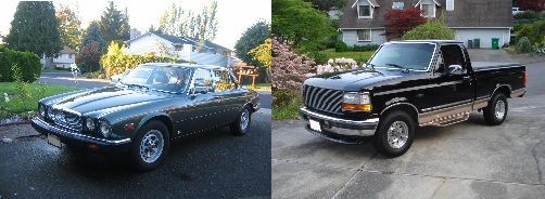 87 Jag XJ6 with my 96 F150 Eddie Bauer Edition.