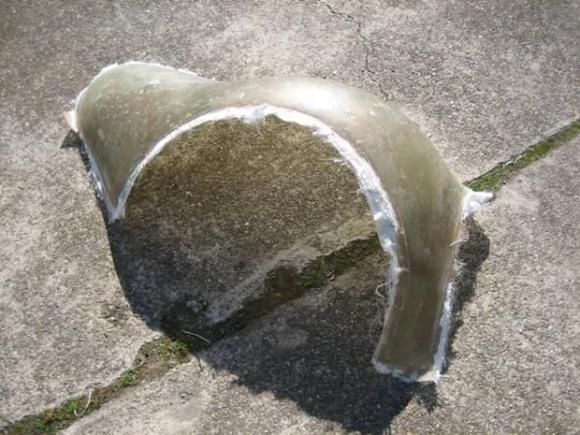 3
Using the same process, we made molds for the very wide rear quarter panels and then laid up the panels.  Here is the "raw" passenger side rear quarter panel in the rough.