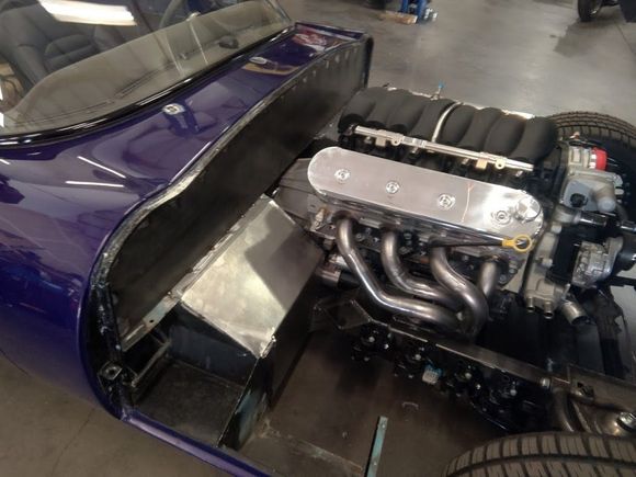 Right side engine with clean firewall (note wipers are now gone, didn't work with the cut down windshield anyway).  