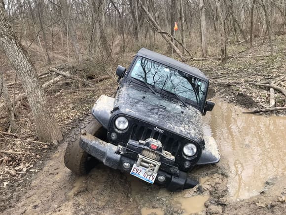 Took my buddy off-roading for the first time.  He panicked when the Jeep got stuck.  I told him that was part of the fun.  And that it was a great opportunity to teach him the finer points of winching.  : )