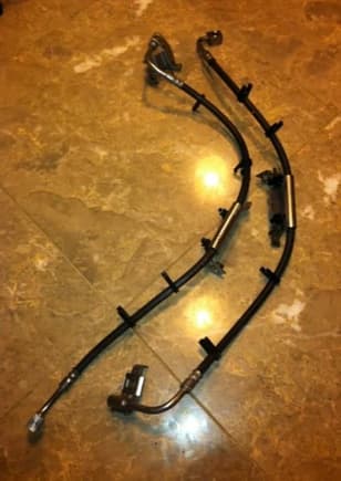 OEM 2012 4dr Sahara JK, Front brake lines. Stainless steel ends and brackets with a reinforced rubber line. All have 8000 miles on them when uninstalled. No off-roading was done when installed. Almost perfect condition. $25 bucks each per line plus shipping.