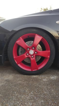 A friend and I spent a day and A half applying Superwrap's Monza Red onto the wheels.