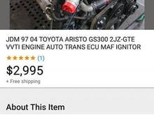 The goal is to build the "final stage" white comet. Which brings me to this cars new body and soul. So before i go any further id like to share my plans for its heart. 

I bought this 2jzgte from an ebay seller. This motors a possible problem, ill explain...