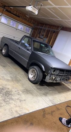 Little progress made on the front end. Replaced pretty much everything except the hood which was sanded and primered. Little truck is coming along. Seat and door panels are at upholstery shop and new carpet going in. We laid down some hush mat inside as well. 